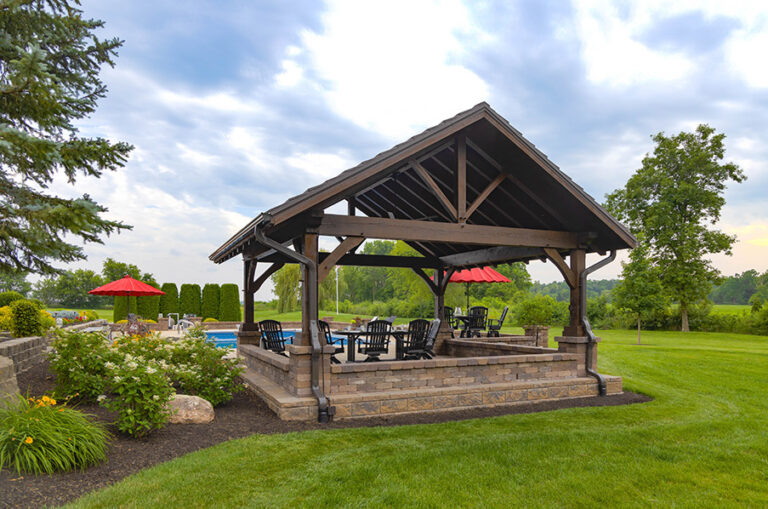 Pavilion on a paver retaining wall