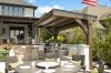 beautiful timber frame pavilion with table set in foreground